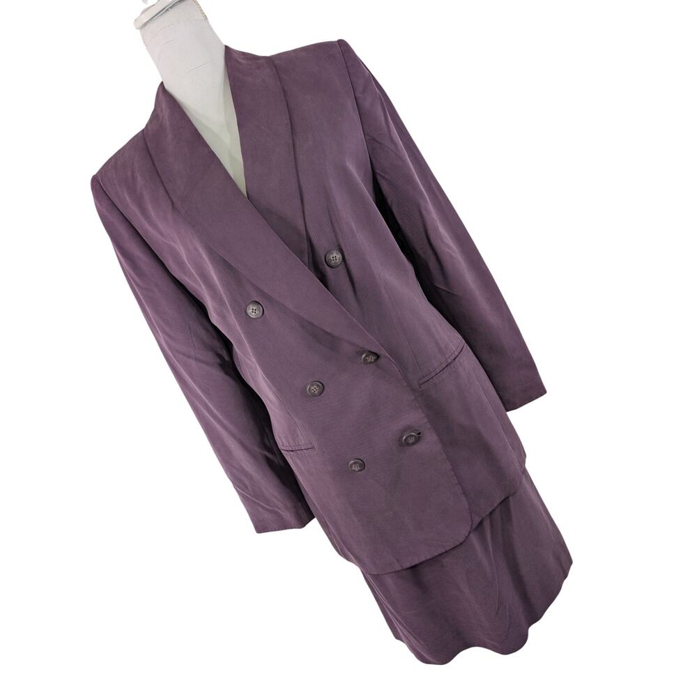 AMANDA SMITH! SOFT VIOLET PURPLE DOUBLE BREASTED 2 PC SKIRT, JACKET SUIT SET! 12